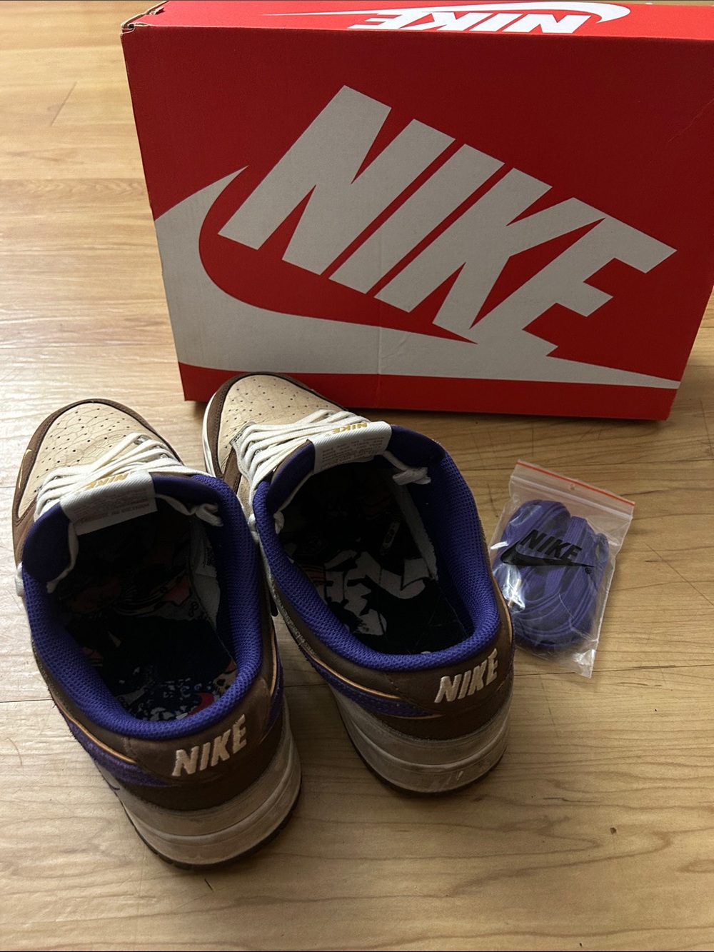 Nike Dunk Low PRM white onyx court purple khaki - men’s 9.5/womens 11 sneakers - Picture 4 of 11